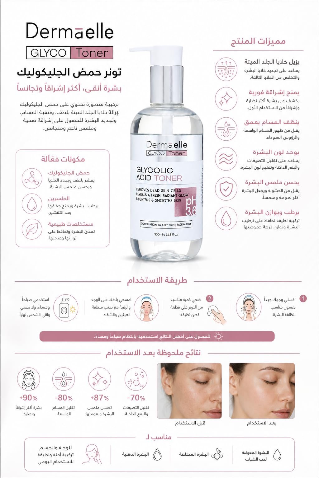 Derma Elle Glycolic Acid Toner 200ml