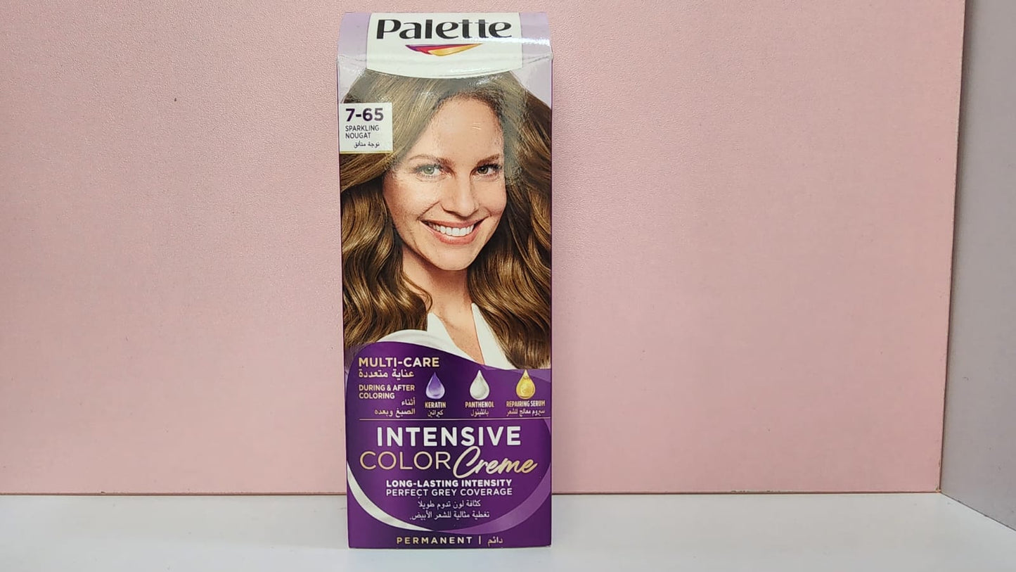 Palette of hair dye (7.65) Radiant face