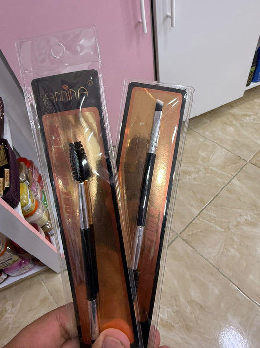 Mascara brush and double black eyebrow brush